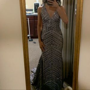 Jovani Sparkling Silver Prom Dress